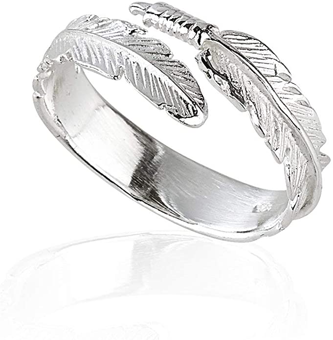 Details about   Feather 925 Sterling Silver Adjustable Ring Size L-S Solid Silver Hallmarked 